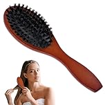 AOOWU Boar Bristle Hair Brush, 100% Soft Natural Bristles for Thin and Fine Hair, Hair Brush for Women Men Children Improve Hair Texture Restore Shine, and Makes Hair Smooth & Health (Round)