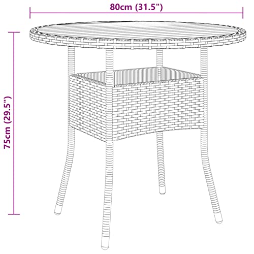 TANZEM Outdoor Garden Table 80x75 cm in Acacia Wood and Black Poly Rattan - Ideal for Balcony, Patio, Backyard, and Picnic, Effortless Assembly - Image 4