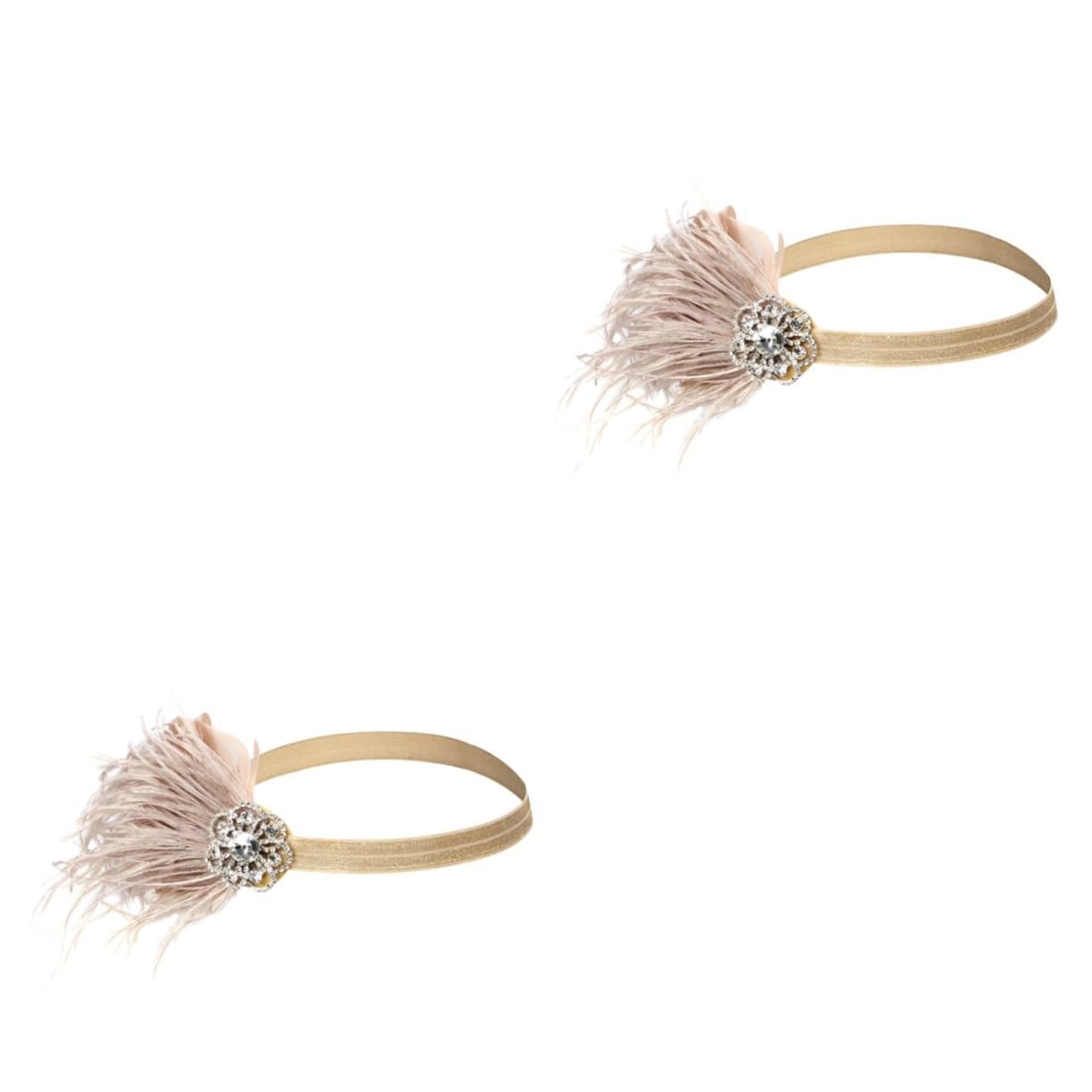 DOITOOL 2stücke Vintage Haarschmuck Mit Diamanten Und Federn Eleganter Haarreif Für Bräute Hochzeits-accessoire Nude Perfekter Kopfschmuck Für Besondere Anlässe
