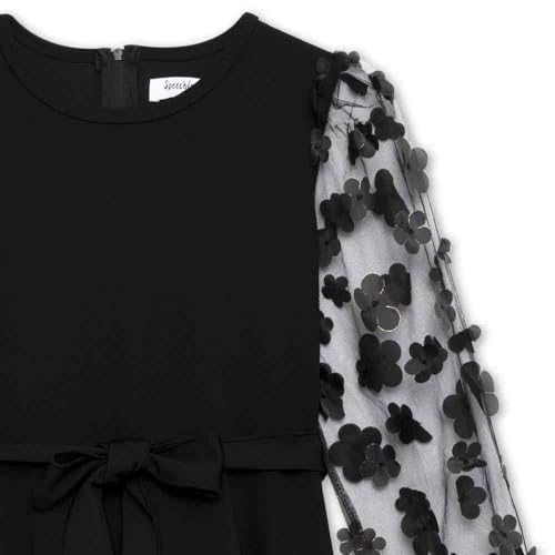 Speechless Girls' Long 3D Mesh Sleeve Scuba Crepe Party Dress4