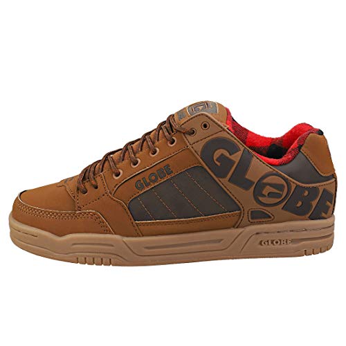 Image of Globe Tilt Mens Skate Trainers in Brown Plaid - 10 US