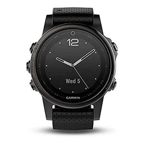 Garmin Fenix 5S Bluetooth-Sportuhr, schwarz, aus Polymer, Edelstahl und Saphirglas Cover
