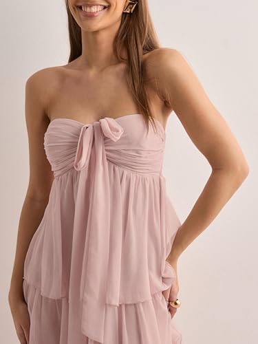 Image of Women Y2k Backless Long Dress Halter Tie Neck Maxi Dress Flowy Beach Sundress Summer Streetwear