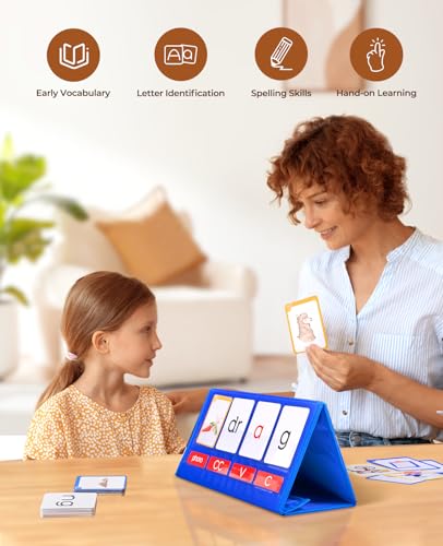 Image of Gamenote CVCC & CCVC Word Builder Pocket Chart, Phonics & Sight Words