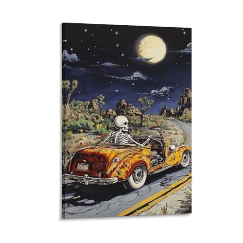 Crâne murale peinture sur toile pour un salon contemporain ou un couloir au design audacieux