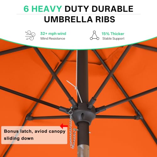 Image of ABCCANOPY 7.5ft Scalloped Patio Umbrella, Outdoor Table Umbrella with Tilt and Crank, Fiberglass Ribs Deck Umbrella for Patio, Pool, Garden, Picnic (Orange)