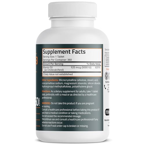Image of Bronson Vitamin D3 5000iu (125mcg) Non-GMO Gluten-Free Soy-Free 360 Tablets