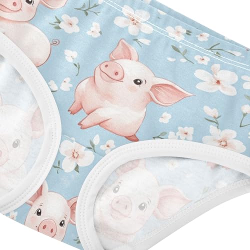 Wusikd Cartoon Pig Flowers Girls' Underwear Cotton Watercolor Girls Briefs Soft Toddler Underwear 2T4