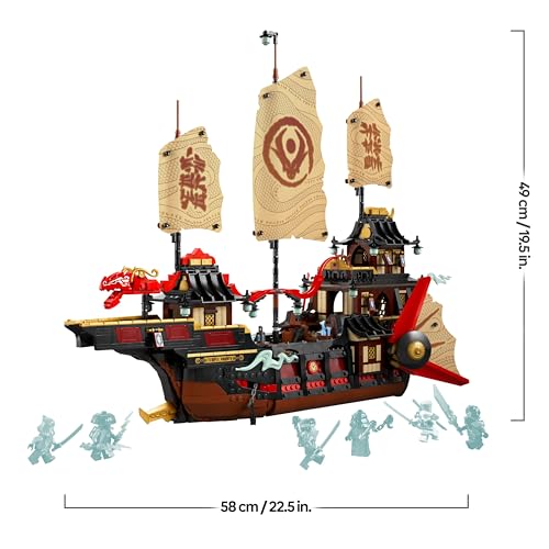 NINJAGO Il Bounty del Tempio - Barca Giocattolo Interattiva con Vele Mobili e 6 Minifigure tra cui Cole Zane e Nya - Regalo per Bambini da 14 Anni in su Fan di La Rivolta dei Draghi - 71848 - Lego - Immagine 7