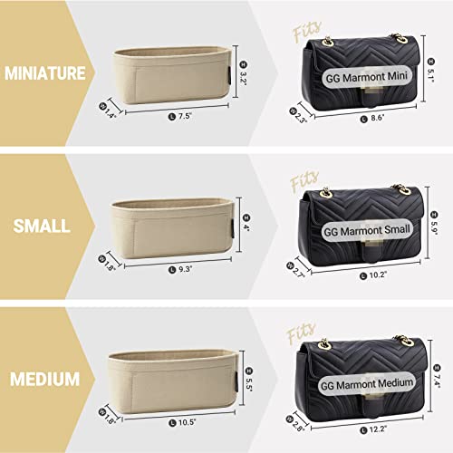 Opposhe Purse Organizer Insert For Gg Marmont, Soft Felt Handbag Organizer With Zipper, Lightweight Women Small Pouch Insert Bag Divider (Small, Beige) #TOP3