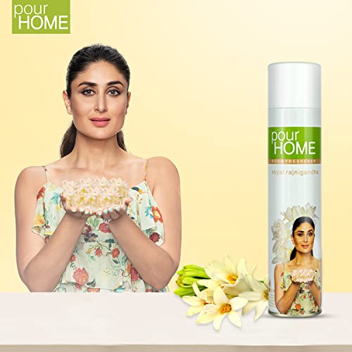 Image of POUR HOME Royal Rajni Gandha Room Air Freshener Spray - 220ML | Long-Lasting Fragrance - Reduces Odours - Suitable for Home & Office