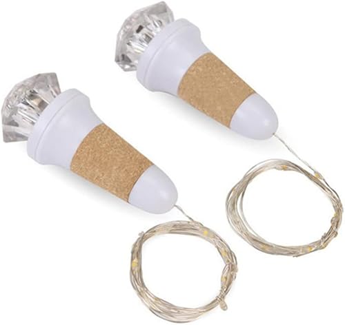 Miniatura 5 de Uonlytech 2 luces de corcho para botella de vino con tira de luces, luces recargables por USB, luces de botella de destello de luz de diamante,