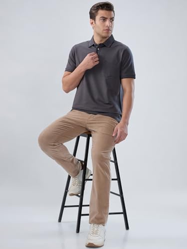 Image of Colorplus Men Regular Fit Solid Pattern Pure Cotton Half Sleeve Polo Neck Casual T-Shirt