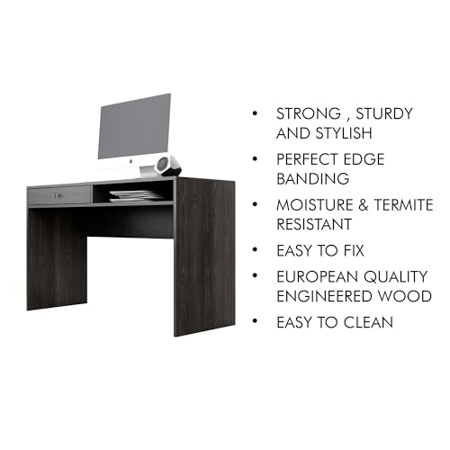 Image of Bniture Wooden Study Table for Home | Engineered Wood Study Table with Storage Shelf & Drawer | Multi Purpose Computer Desk for Writing & Study | Laptop Table for Study Room & Office | Flower Wenge