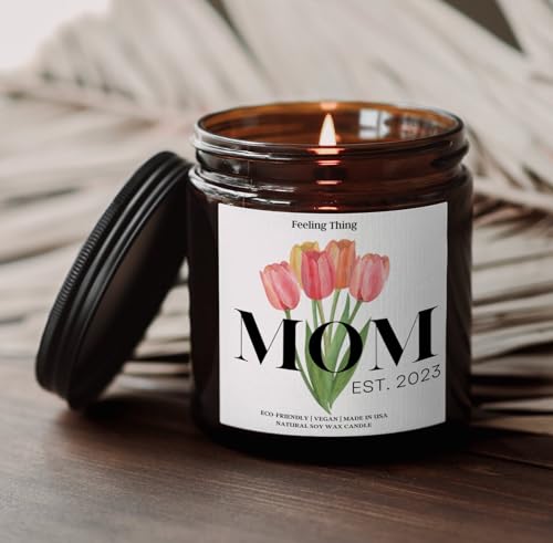Mom Est 2023 Candle Customize Date Mothers Day glft Wife glft glft New Mom glft Soy Wax Candle glft for New Mom Happy Mothers Day9oz Candle, Soy Wax Candle