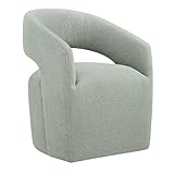 Upholstered Dining Chairs with Casters No Assembly Modern Barrel Armchair with Rollers for Diningroom Bedroom Livingroom Reading Room