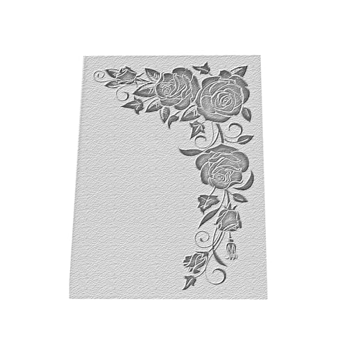 Plastic Embossing Folder (5 Inch x 7 Inch | Roses in Corner) Paper Crafts Plastic Textured Impressions for Card Making Scrapbooking