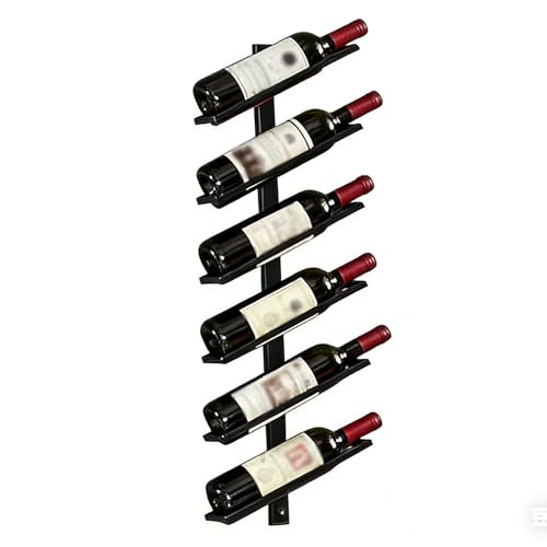 Vttui Estante para vino de pared en hierro, Expositor creativo minimalista para botellas de vino, Soporte ahorraespacio para cocina y bar, Mueble elegante para almacenamiento d(Size:6 bottles,Color:A)