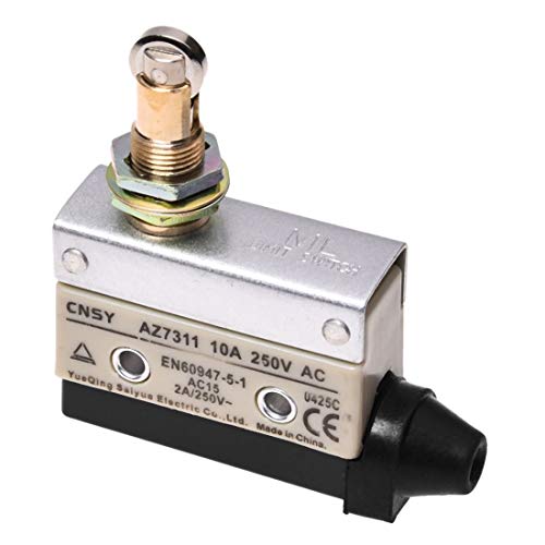 Aofocy Interrupteur de Fin de Course de qualité supérieure TZ-7311 - TZ-7311 Déclencheur à Poussoir à Rouleau parallèle Momentary Micro Switch Grey + Black Cover