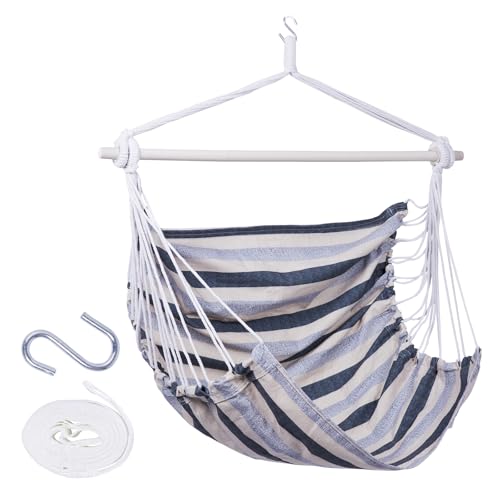 Backyard Expressions Striped Hammock Chair Hanging Rope...