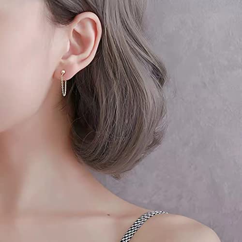Reffeer Minimalist Ball Earrings with Chain Dangle Earrings for Women Teens Dangle Earrings Studs Cute Solid 925 Sterling Silver Earrings2
