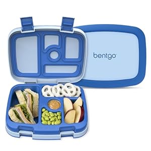 Bentgo Kids Bento-Style 5-Compartment Leak-Proof Lunch Box – Ideal Portion Sizes for Ages 3 to 7 – Durable, Drop-Proof, Dishwasher Safe, BPA-Free, & Made with Food-Safe Materials (Blue)