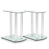 Auna LS-46 Pareja de Soportes para Altavoz - Columnas de Aluminio, Plancha de Cristal, Elegante diseño, Reducción Vibraciones, Estables y Seguros, 10 kg, Pies para altav