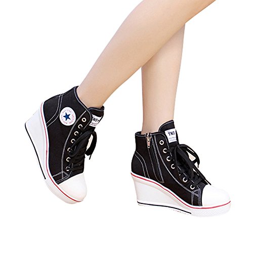 Sneaker Donna Padgene Tela in Alte Zeppa Interna