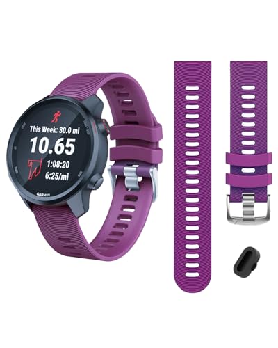 YHSITFNG Garmin Forerunner 245 �E�H�b�`�o���h 20mm �X�|�[�c�X�g���b�v Vivoactive 6 / Vivoactive 5 Venu/Venu SQ �X�}�[�g�E�H�b�`�����p�r���v�o���h + �_�X�g�v���O (�p�[�v��)