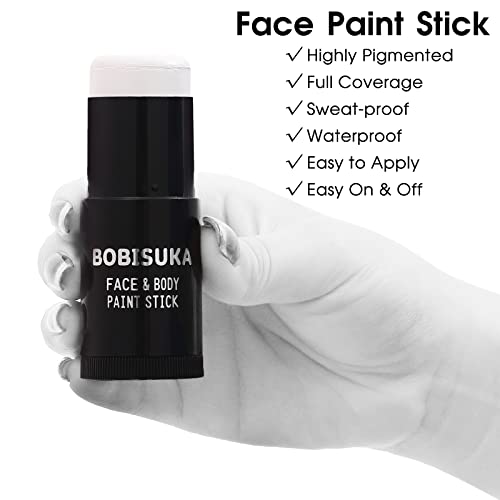 BOBISUKA-Face-Body-White-Paint-Stick-Clown-Makeup-Eye-Black-Sticks-for-Sports-White-Foundation-Face-Painting-Kit-for-Halloween-Skeleton-Vampire-Mime-Skull-Joker-Special-Effects-Cosplay-SFX-Costume