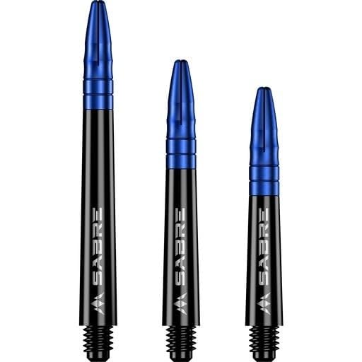 Mission Darts Sabre Shafts | Durable Black Polycarbonate Stems with Coloured Aluminium Top | 5 Sets of 3 Shafts | Blue| Medium (S1518) — image 1