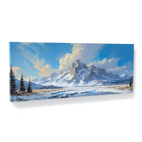 Sense Canvas Montana Rocky Grandeur 1 Canvas Art - Home Decor Wall Art Impresión Póster Pintura XL 60 x 24/3,8 cm