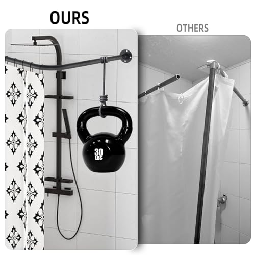 Image of L Shaped Shower Curtain Rod, (44.1 inch-54.3 inchx44.1 inch-54.3 inch) Adjustable Curved Shower Rod, 90 Degree Corner Shower Rods for Bathroom Bathtub Clothing Store Locker, locker rooms, fitting rooms, Black