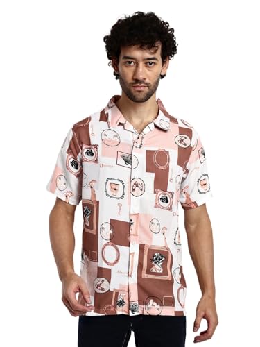 Image of GRECIILOOKS Men's Shirt - Summer Button Down Shirts || Half Sleeve Shirt for Man||Stylish Mens Casual Shirts||Formal and Comfort Rich Printed Shirt`s for Mens