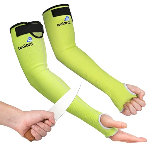 Image of OriStout Cut Resistant Gardening Sleeves with Tumb Hole, Green, 1 Pair | Protective Arm Sleeves for Yard Work, Kitchen, Arm Guards for Biting, Pet Grooming, Gardening Gifts for Women, One Size