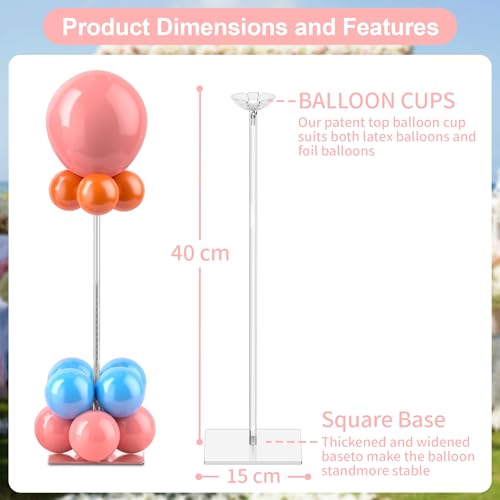 10 Pack Acrylic Balloon Stands for Table, 15.75 Inch Height Balloons Centerpiece for Tables with Base, Balloon Stick Holder for Wedding, Baby Shower, Birthday Party Decoration - Image 3