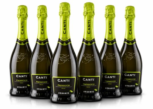 Canti - Prosecco D.O.C. Sparkling Extra Dry Millesimato Organic Wine 11% Italian Glera Grape Variety from Veneto Sweet and Fresh Taste 6x750 ml