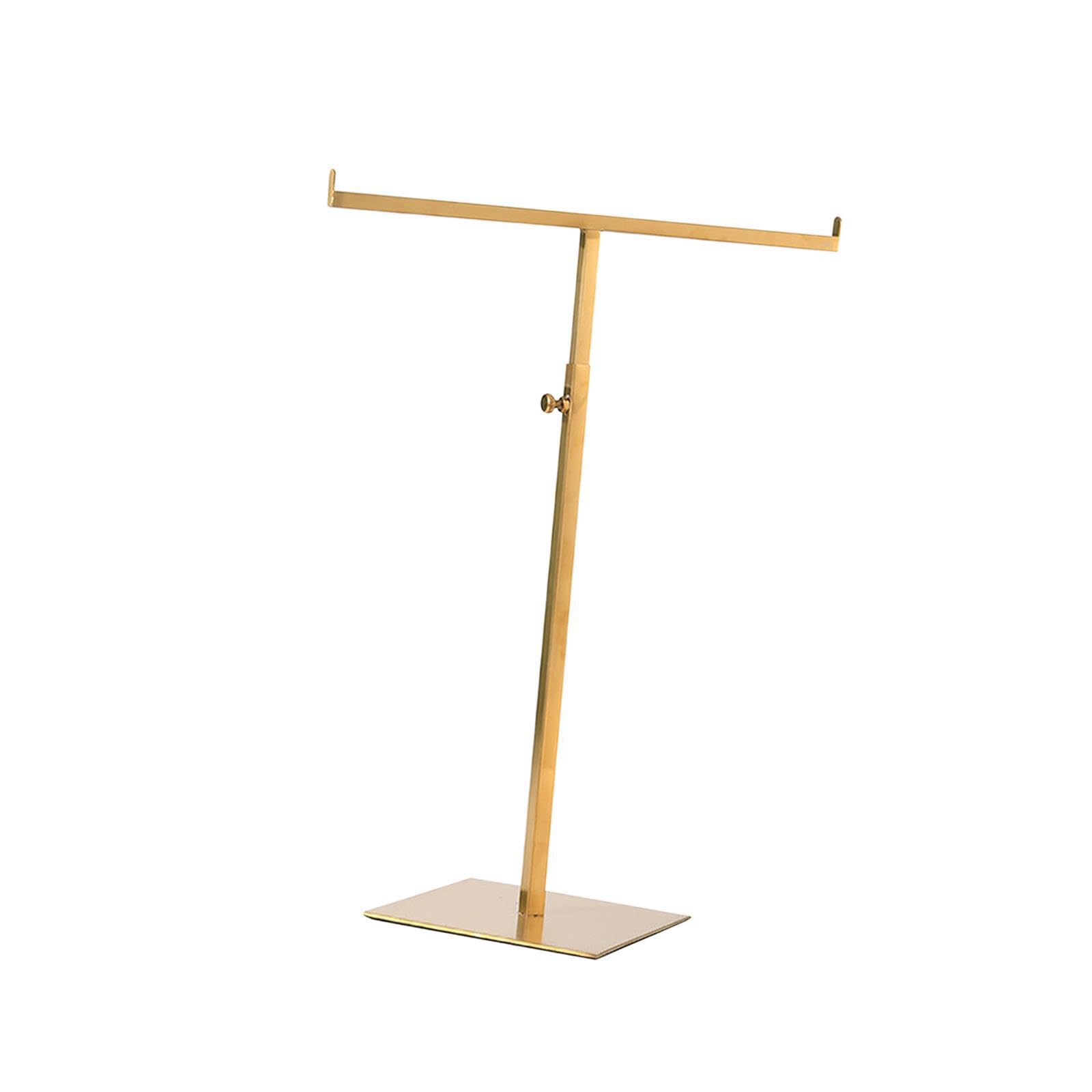 CYDZSRA Tabletop Purse Display Stand Sturdy Adjustable Height T Shape Display Stand Setup For Jewelry Or Handbag Storage Solutions T Shape Tabletop Purse, brushed gold, 15x17cm