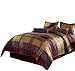 Chezmoi Collection 7 Pieces Multi Color Gitano Jacquard Patchwork Comforter Set California/Cal King Size