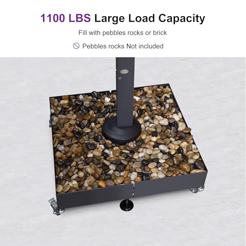 Image of PURPLE LEAF Patio Umbrella Base WK4500 with 4 Lockable Wheels 1100 lbs Maximum Load capacity Heavy-Duty Cantilever Offset Steel Weighted Base