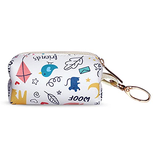 Image of Love Dream Dog Poop Bag Holder Leash Attachment, Pet Waste Bag Dispenser, Fits Any Dog Leash for Waiking Running and Hiking (White Pattern)