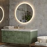 Artforma Badspiegel LED rund 80 cm - rahmenloser Badezimmerspiegel mit Beleuchtung | Lichtfarbe einstellbar | Anti-Beschlag | Touch-Schalter | beleuchteter Wandspiegel für Bad