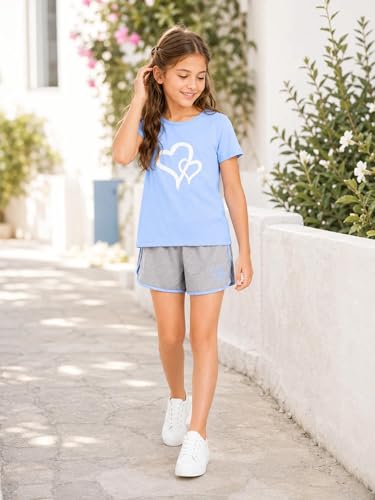 Image of Girl's 2 Piece Outfits Cute Summer T-Shirt and Graphic Shorts Clothing Sets