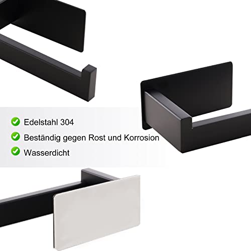 Aikzik Toilettenpapierhalter, Klopapierhalter ohne Bohren, Toilettenpapierhalter Schwarz, Edelstahl Klorollenhalter, Wc Papier Halterung Rollenhalter mit Kleber für Badzimmer, Stilvolle Badaccessoires – Bild 3