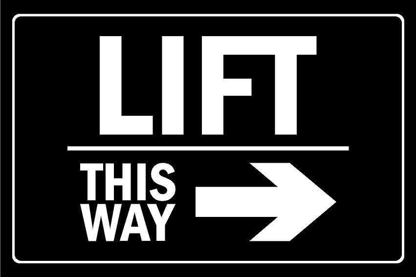 Lift this way, arrow right - Self adhesive sticker (300mm x 200mm)