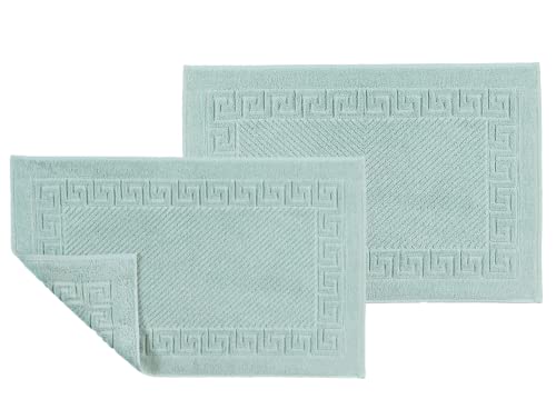 ASTREA TEXTILES Alfombra de baño para baño, alfombra de suelo 100% algodón, ropa de baño (juego de 2) (verde agua)