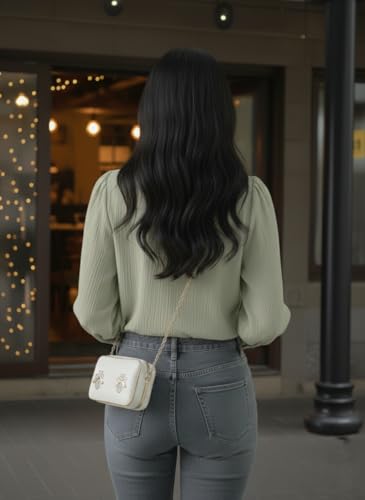 Image of Women's Button-Down Shirt Blouse with Long Sleeves