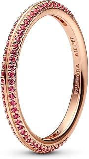ME Anillo chapado en oro rosa de 14 quilates con rubí sintético
