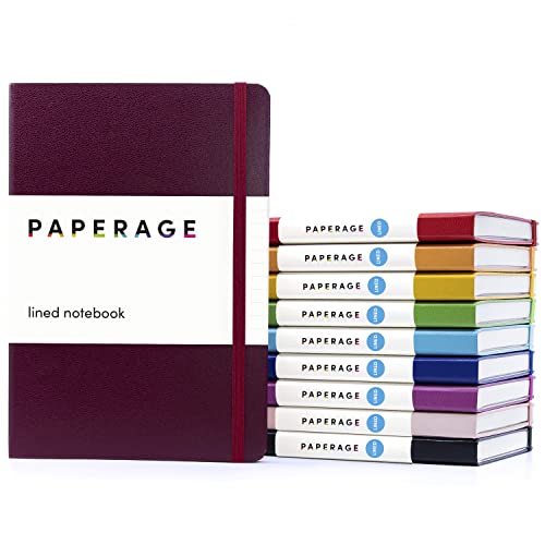 Image of PAPERAGE Lined Journal Notebook, 10 Pack, (Bright Rainbow), 160 Pages, Medium 5.6 in x 8 in - 100 GSM Thick Paper - Hardcover Journaling Notebook for Work, School & Note Taking