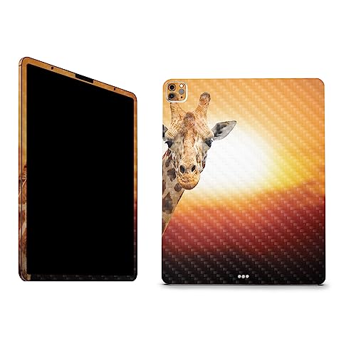 Image of MightySkins Carbon Fiber Skin Compatible with Apple iPad Pro 12.9 inch M2 6th Gen (2022) Full Wrap Kit - Sunset Giraffe | Protective Durable Textured Carbon Fiber Finish | Easy to Apply | Made in The USA